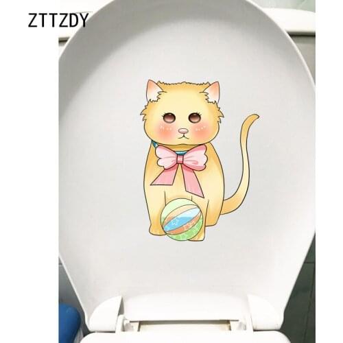 ZTTZDY 17.5*23.6CM Beautiful Cat Wall Sticker Toilet Decal Children BedRoom Home Decor T3-0231