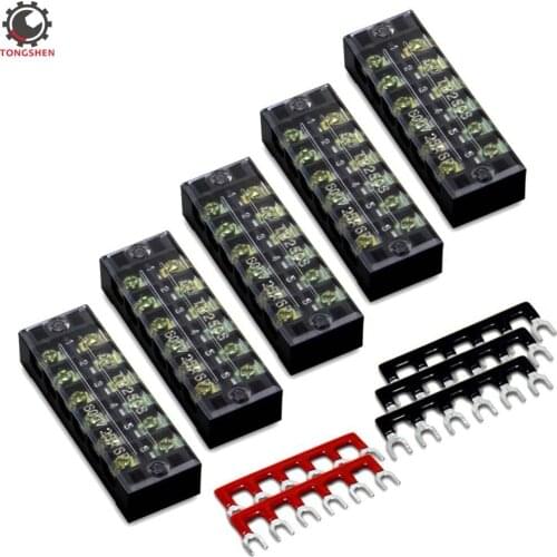 10pcs 600V 25A 6 Positions Dual Row Barrier Screw Terminal Strip Blocks Wire Connector 400V Pre-Insulated Terminal Barrier Strip
