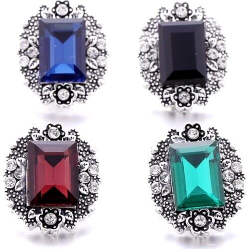 18mm Snap Buttons Jewelry Square Rhinestone Oval Mixed Metal Flower Snap Button Bracelet Necklace Ginger Charms Jewelry