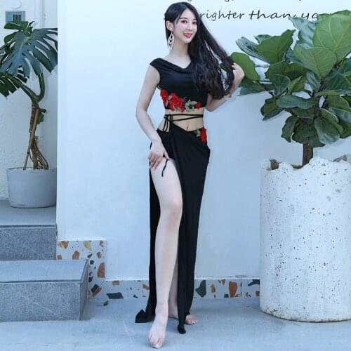 2020 new Bellydance Costume Hot Sale Woman Belly Dance set Top &belly dance skirt belly dance Crystal bead dance clothes