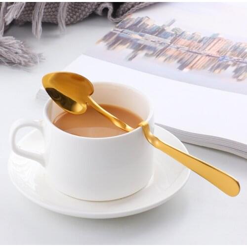 4/6 Pcs Creative Coffee Dessert Spoon Stainless Steel Heart Shape Sugar Stirring Spoons With Long Handle Hanging Cup Tea Spoon