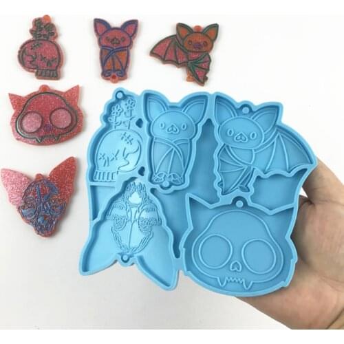 Bat Animal Series Keychain Earrings Epoxy Resin Mold DIY Crafts Dangle Jewelry Necklace Pendant Casting Silicone Mould