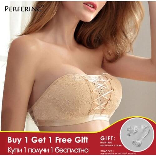 Perfering Small Chest Invisible Bra Gather Women lingerie Multiway Strapless Padded Push Up Bra Bralette Underwear Brassiere A B