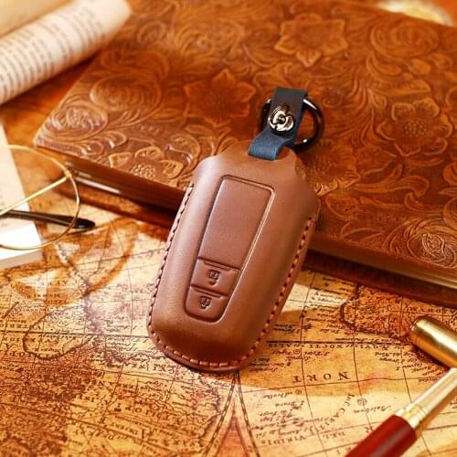 Car key Cover suitable for Toyota Camry Asia Dragon Crazy Horse Leather Key Cover Leather Car Keychain