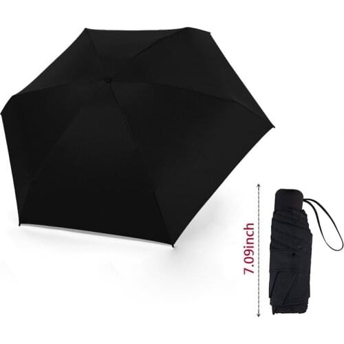 Creative Black Folding Umbrella Rain Women Men Mini Pocket Parasol Girls Anti-UV Waterproof Portable Travel Sunny Rainy Umbrella