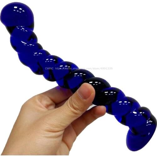 CW0180 Glass Big Crystal Dildo Anal Vaginal with Sprial Shape 19cm Sex Toy