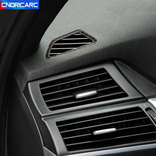 Carbon Fiber Dashboard Air Conditioner Vent Frame Decoration Cover Stickers Trim For BMW E70 X5 2008-2013 Car Accessories