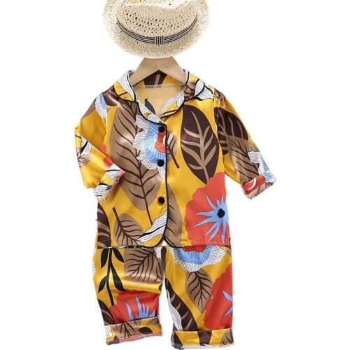 Kids Girls Pajamas Sets Nightwear Baby Boys Homewear Children Long sleeve Blouse Tops+Shorts Sleepwear Set 2pcs 1-6Y