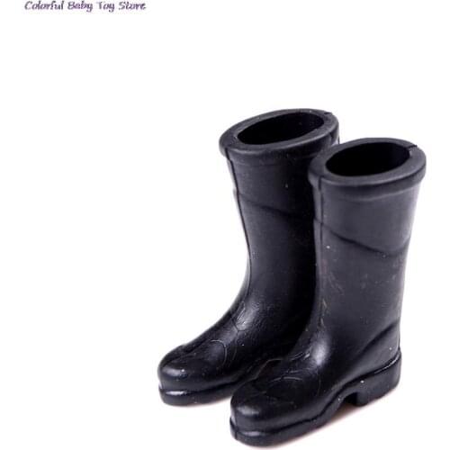 For Toys Gifts1/12 Black Doll House Furniture Miniature Rubber Rain Boots Home Garden Yard Accessory Shoes