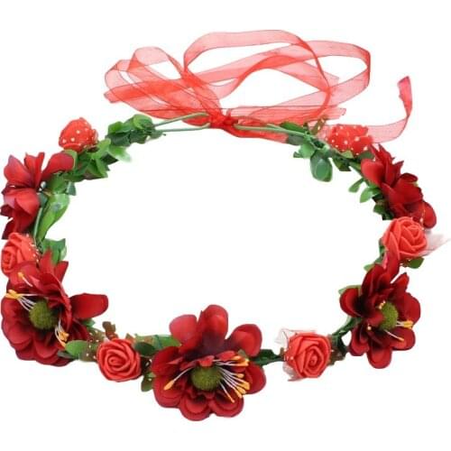 Elegant Cherry Blossoms Headband Hairband Wedding Party Flower Wreath Crown Bridee Marry Headdress Hair Accessories 2021 New