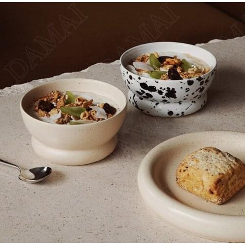 European Ceramic Bowl Creativity Splash Ink Decorative Rice Bowls Restaurant Fruit Salad Plate Retro Home Kitchen Tableware