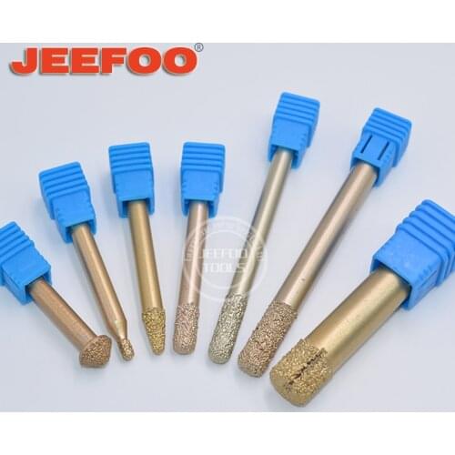 JEEFOO 6/8/12mm stone engraving bits marble carving tools CNC Diamond for granite taper end mill flat router bit