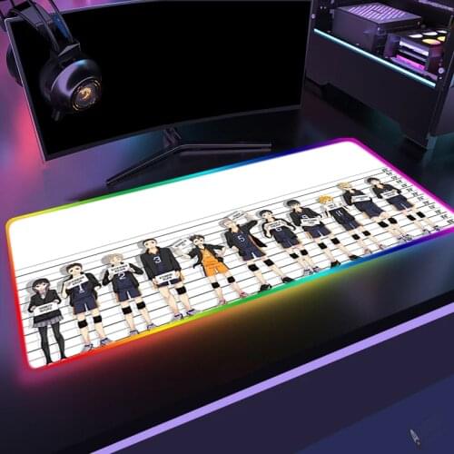 Haikyuu Pc Gamer Complete RGB Mause Pad Gamer Girl Gaming Keyboard Mouse Pads Mausepad Gamers Accessories Genshin Impact Rug