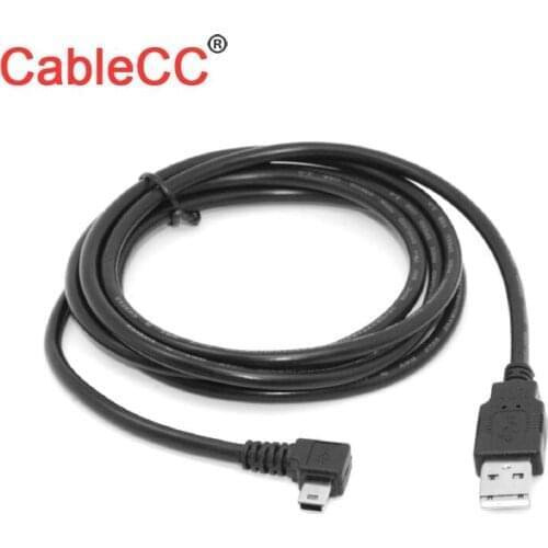 Jimier CY Cable Mini USB B Type 5pin Male Right Angled 90 Degree to USB 2.0 Male Data Cable 6ft 1.8m