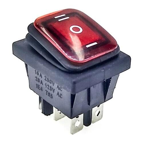 KCD4 39*29mm Red LED 6PIN 16A/250V Snap-in ON/OFF/ON Position Boat Rocker Switch Copper Feet Waterproof switch SPDT