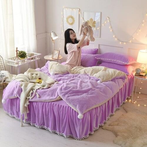 Princess Mink velvet bedding sets super warm solft winter Crystal velvet duvet cover bedskirt pillow cover king/queen bed kit