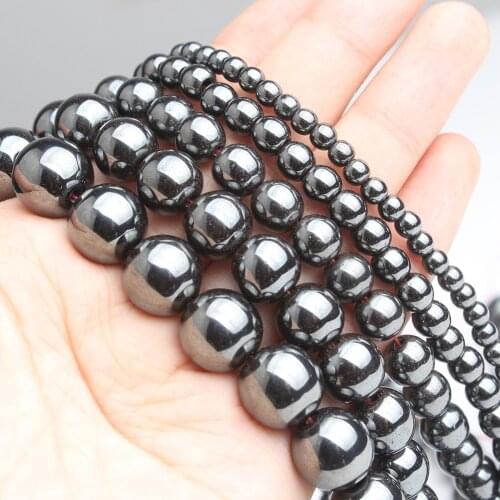 2/3/4/6/8/10/12mm Natural Black Hematite Stone Round Loose Beads for Jewelry Making DIY bracelet 15.5'' strand Healing Power