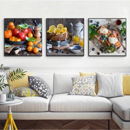 Kitchen Themed Wall Art Decor Fruits and food In Table Canvas Paintings Food Cook Canvas Art Print Decor for kitchen Home Decor