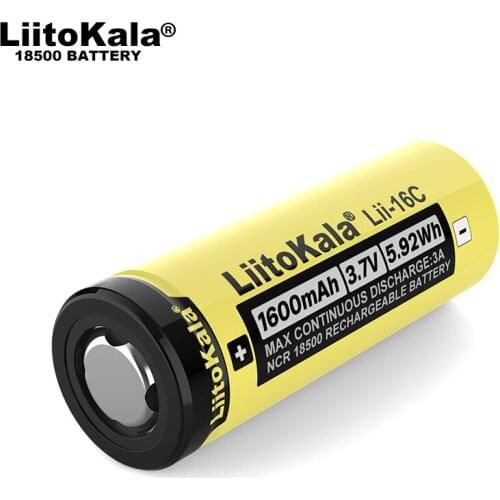 1-20PCS LiitoKala Lii-16C 18500 1600mAh 3.7 V rechargeable battery Recarregavel lithium ion battery for LED flashlight