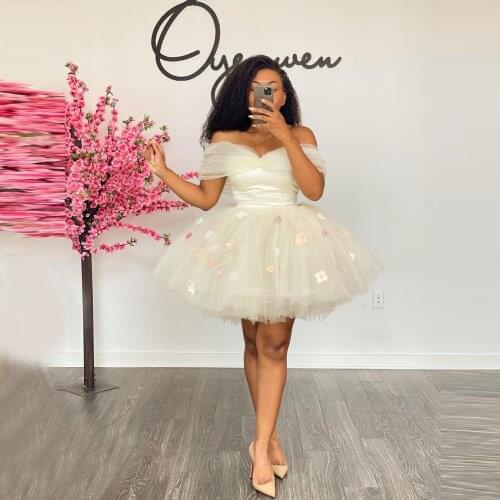Lovely Short Tulle Dresses Cap Sleeves Sweetheart Puffy Mini Length Women Birthday Party Photo Shoot Princess Gown