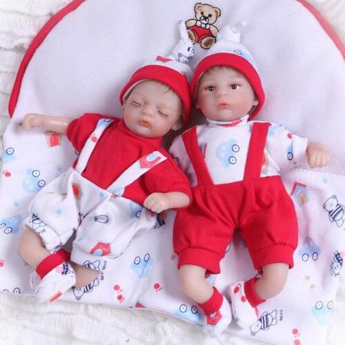 NPKDOLL Mini 10 Inch 20cm Ful Body Silicone Reborn Dolls Fashion Realistic Girl twin Doll Toy For Girls Newborn Bebe Reborn