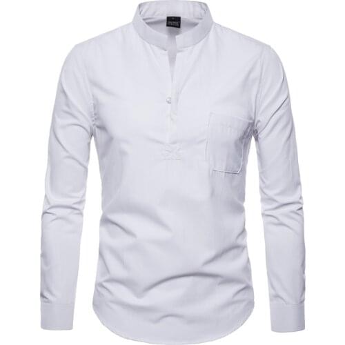 Men Casual Shirts 2021Autumn New Fashion Solid Color Man Long Sleeve Cotton Slim Fit Casual Business Button Shirt Tops