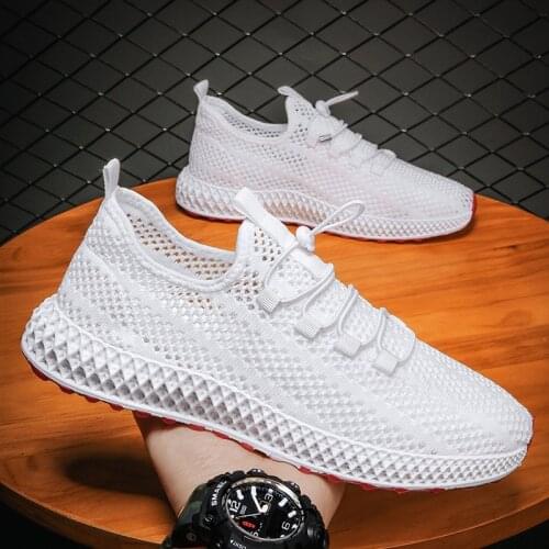 Men Summer Knit Sneakers Breathable Athletic Running Walking Gym Shoes