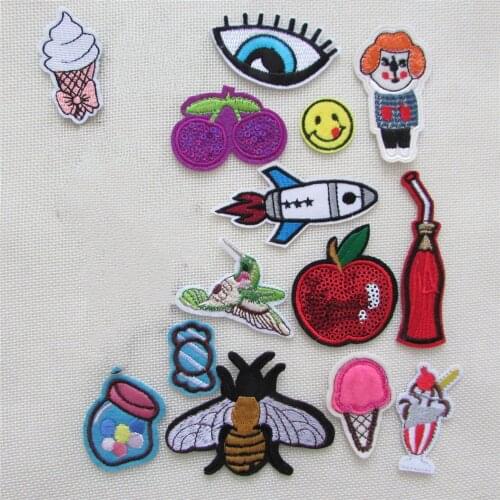 16pcs jacket Cartoon high quality fashion patches hot melt adhesive applique embroidery patches stripes DIY clothing accessory