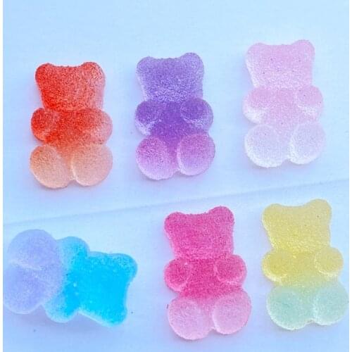20pcs New Mixed Soft Glue Two Color Bear Flat Back Cabochon Crafts Clothing DIY Scrapbooking Accessories J56