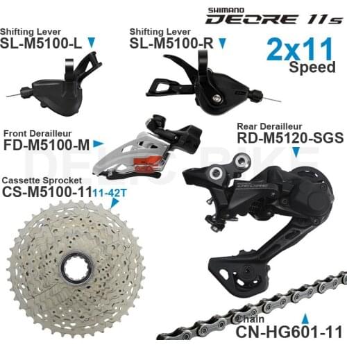 SHIMANO DEORE M5100 2x11 Speed Groupset Shifters Front/Rear Derailleur(RD-M5120) Cassette Chain original