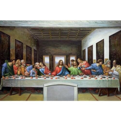 Figure Wall Art Pictures Famous Jesus Christ Oil Painting on Canvas The Last Supper by Leonardo Da Vinci Painting Handpainted