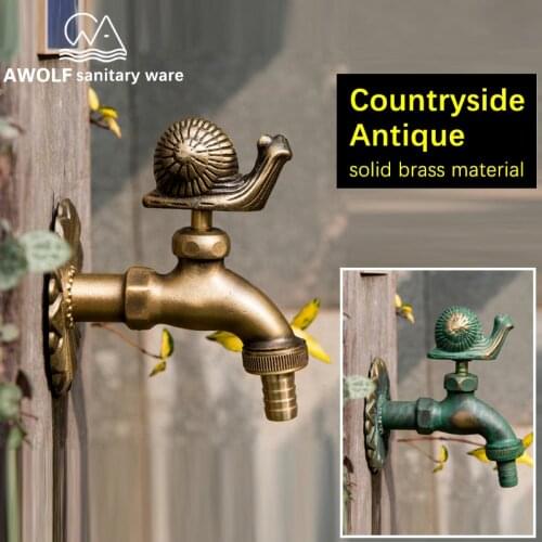 Mop Pool Faucet Antique Outdoor Garden Faucet Countryside Animal Shape Art Washing Machine Cold Water Tap Wall Mounted AF6141