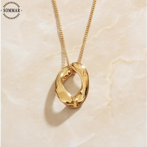 SOMMAR best friends 18KGP Gold Filled Goddess necklaces & pendants ellipse collar Engagement Jewelry Accessories