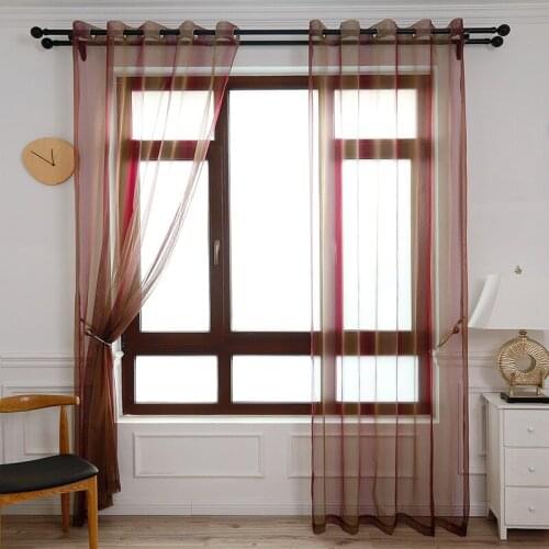 Modern Gradient Color Tulle Curtains for Living Room Kitchen Bedroom Home Decorative Window Screening Retro Sheer Voile Curtain