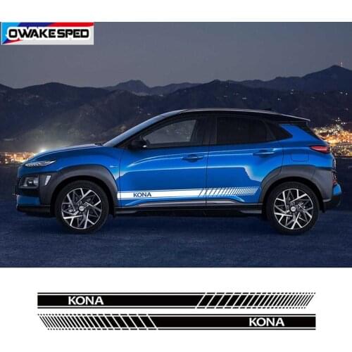 For-Hyundai-KONA Car Sticker Both Side Door Skirt Stickers Auto Accessories Car Body Sport Stripes DIY Vinyl Decals