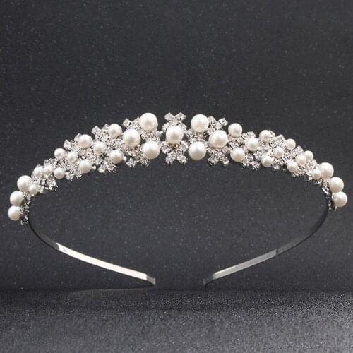Bridal Tiara Crown Jewelry Pearl Rhinestone Headband Hair Accessories Wedding Accessories
