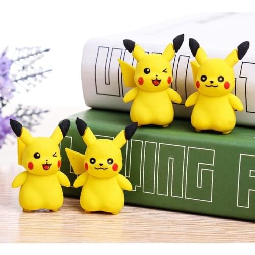 TAKARA TOMY Pokemon PIKACHU Eraser Cartoon Animal Model Eraser Learning Childrens Stationery Boys and Girls Learning Stationery