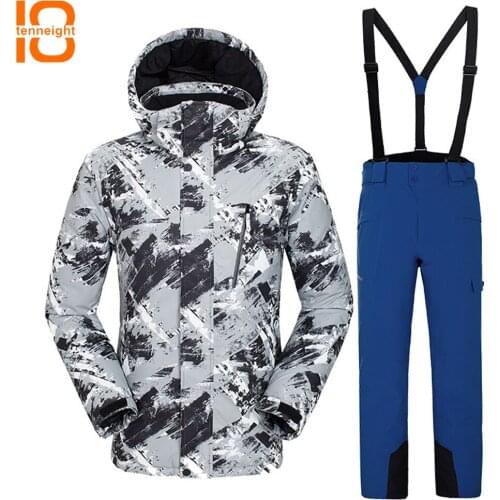 TENNEIGHT Ski Suit Men Windproof Waterproof Thermal Outdoor Skiing Snowboarding Jacket And Pants sets Climbing Skating Clothes
