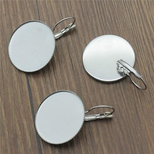 WYSIWYG 10pcs Fit 25mm 20mm 18mm Glass Cabochons Stainless Steel Sawtooth Edge Earring Studs Base Setting Earring Accessories