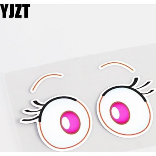 YJZT 12.7CM*8.1CM Cartoon Cute Eyes Car-styling Car Window Sticker Decal PVC 13-0503