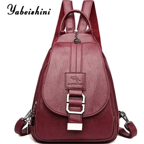 Women leather backpack Multifunction travel backpack Multifunction school bags for teenage girls Shoulder Bags mochila feminina