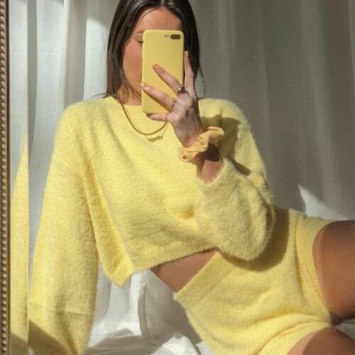 Spring Autumn Two Piece Set Women Casual Long Sleeve Shirt Tops And Mini Shorts Suits 2021 Fashion Soft Lounge Wear Outfits