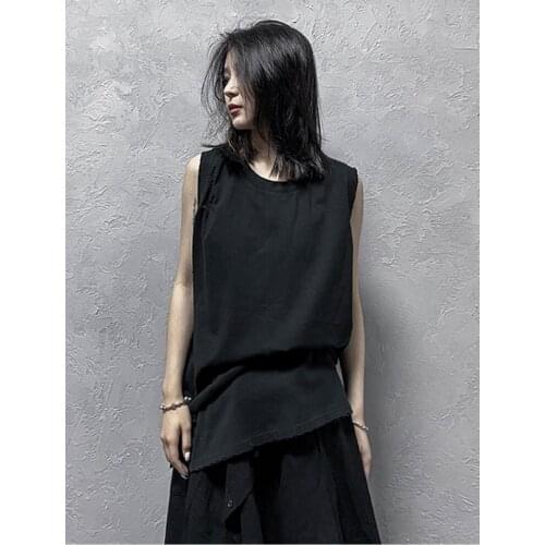 Large round neck Halter vest womens summer 2021 new loose and versatile temperament solid color sleeveless top