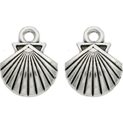 10pcs Antique Silver Plated Shell Charms Pendants for Jewelry Making Bracelet Findings DIY Necklace Handmade Craft 18x15mm