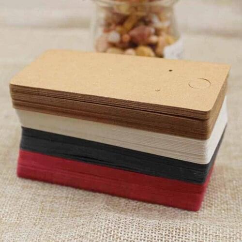 100pcs 4*9cm 2018 hot new kraft/black /hot pink/white paper blank jewelry display card cardboard earring package hang tag card
