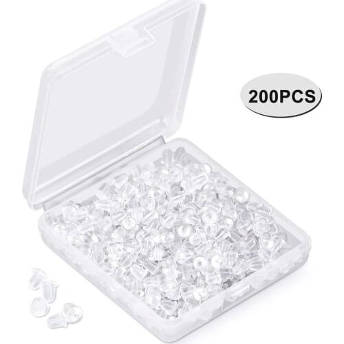 200Pcs DIY Parts Ear Plugging Replacement DIY Soft Clear Silicone Earring Safety Backs Clutch Stopper