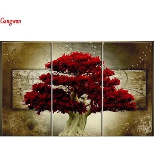 3pcs Full square round drill Diamond embroidery Red tree diamond Painting accessories Cross Stitch kits Rhinestone Mosaic decor