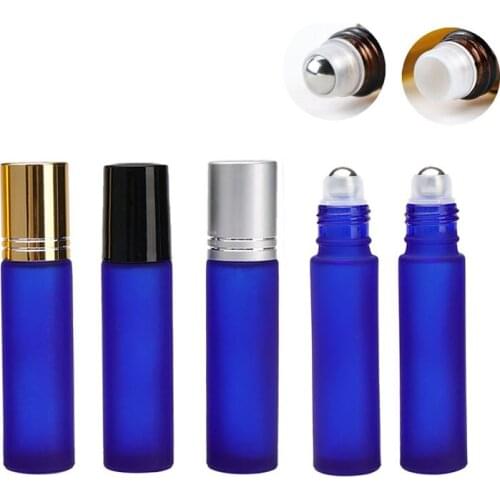 360 x 10ml Frost Blue Empty Perfume Roller Ball Bottles Essential Oil Empty Bottles Roll-On Sample Glass Vials Dropshipping