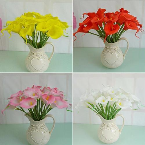 Home decoration 5Pcs Pack Calla Lily Bridal Wedding Bouquet Latex Real Touch Artificial Flower Decor Artificial & Dried Flowers