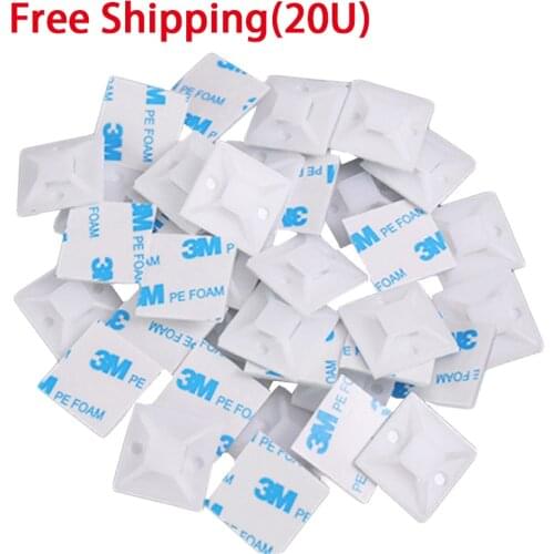 100PCS Cable Tie Bases Mount 3M Glue Wire Removable Self Adhesive Wall Holder Car Fixing Seat Clamps Suction Positioning Sucker